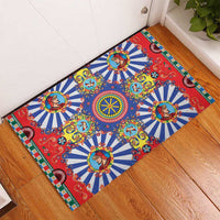 Sicily Italy Carretto Siciliano Rubber Doormat Sicilian Cart Floral Patterns