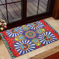 Sicily Italy Carretto Siciliano Rubber Doormat Sicilian Cart Floral Patterns