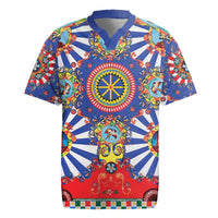 Sicily Italy Carretto Siciliano Rugby Jersey Sicilian Cart Floral Patterns
