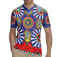 Sicily Italy Carretto Siciliano Rugby Jersey Sicilian Cart Floral Patterns