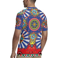 Sicily Italy Carretto Siciliano Rugby Jersey Sicilian Cart Floral Patterns
