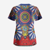 Sicily Italy Carretto Siciliano Scrub Top Sicilian Cart Floral Patterns