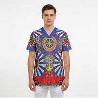 Sicily Italy Carretto Siciliano Scrub Top Sicilian Cart Floral Patterns
