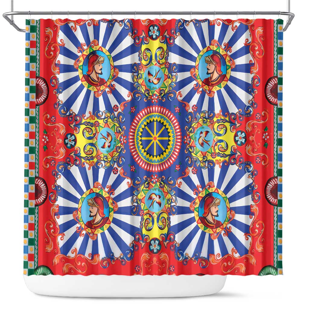 Sicily Italy Carretto Siciliano Shower Curtain Sicilian Cart Floral Patterns
