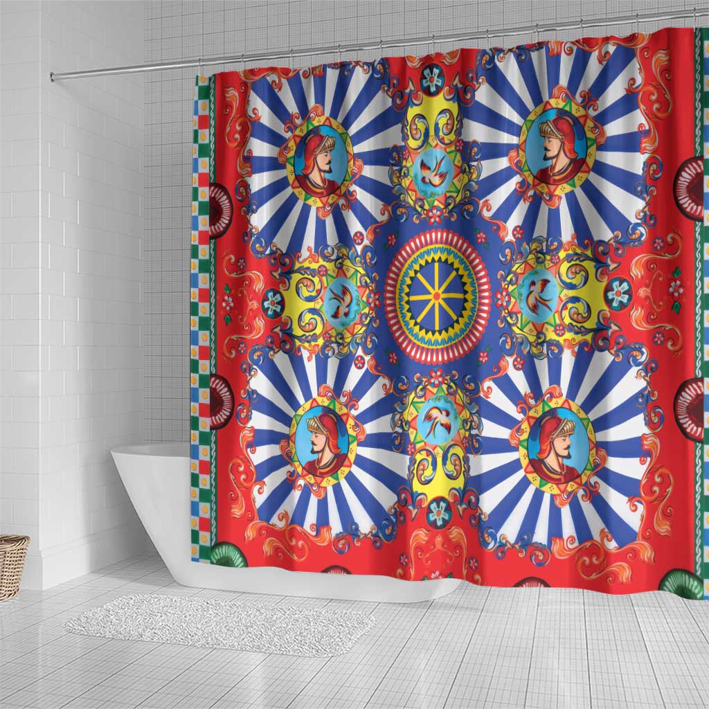 Sicily Italy Carretto Siciliano Shower Curtain Sicilian Cart Floral Patterns