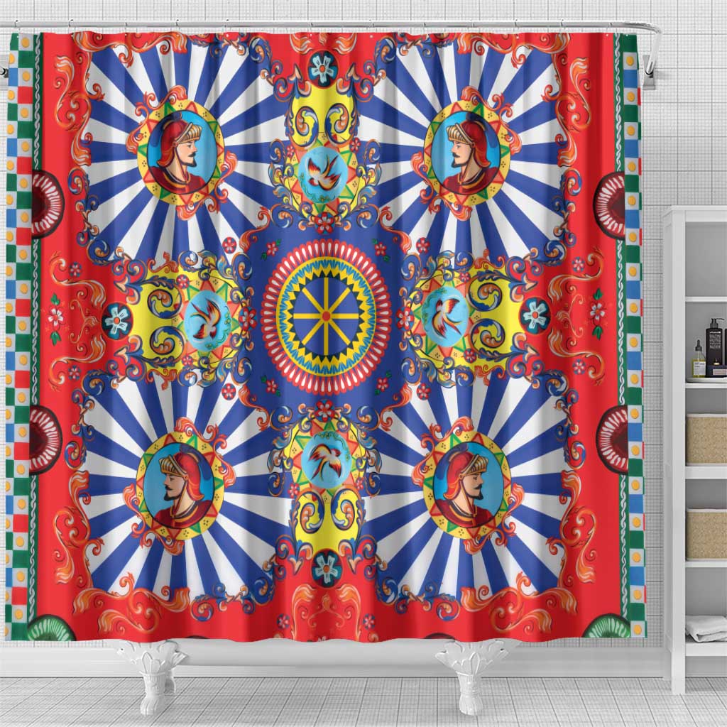 Sicily Italy Carretto Siciliano Shower Curtain Sicilian Cart Floral Patterns