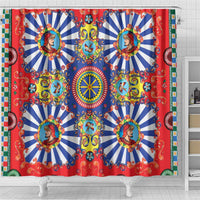 Sicily Italy Carretto Siciliano Shower Curtain Sicilian Cart Floral Patterns