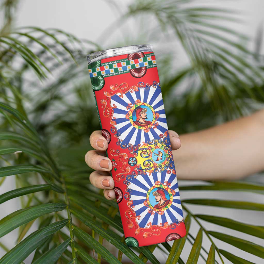 Sicily Italy Carretto Siciliano Skinny Tumbler Sicilian Cart Floral Patterns
