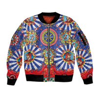 Sicily Italy Carretto Siciliano Sleeve Zip Bomber Jacket Sicilian Cart Floral Patterns