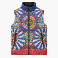Sicily Italy Carretto Siciliano Sleeveless Puffer Jacket Sicilian Cart Floral Patterns