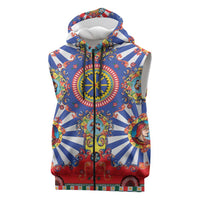 Sicily Italy Carretto Siciliano Sleeveless Zip Hoodie Sicilian Cart Floral Patterns