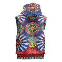 Sicily Italy Carretto Siciliano Sleeveless Zip Hoodie Sicilian Cart Floral Patterns