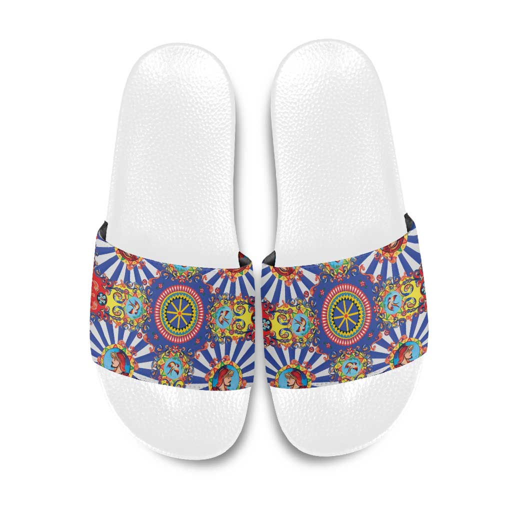 Sicily Italy Carretto Siciliano Slide Sandals Sicilian Cart Floral Patterns