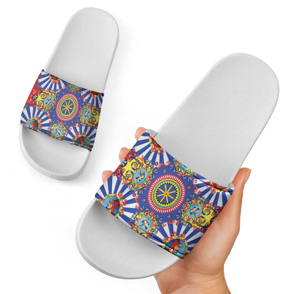 Sicily Italy Carretto Siciliano Slide Sandals Sicilian Cart Floral Patterns