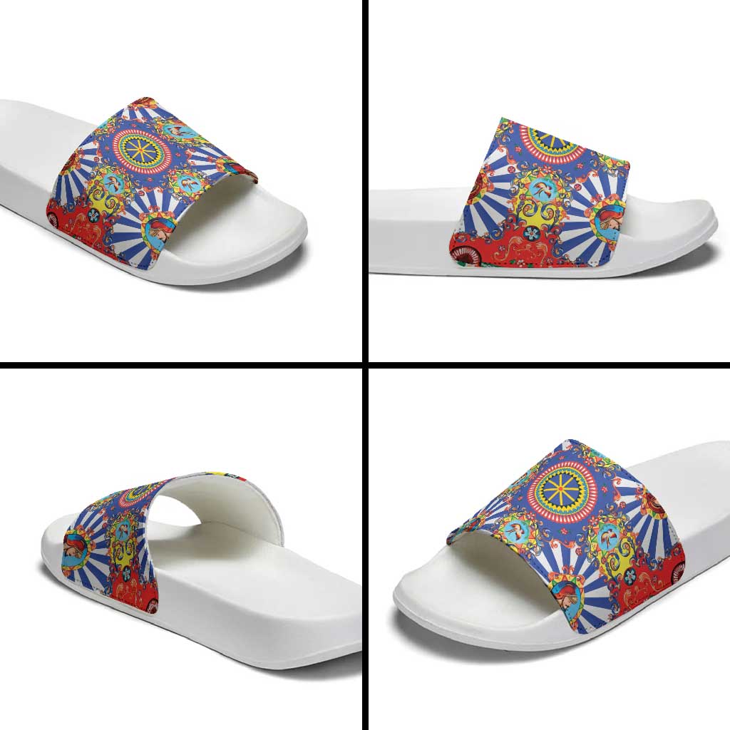 Sicily Italy Carretto Siciliano Slide Sandals Sicilian Cart Floral Patterns