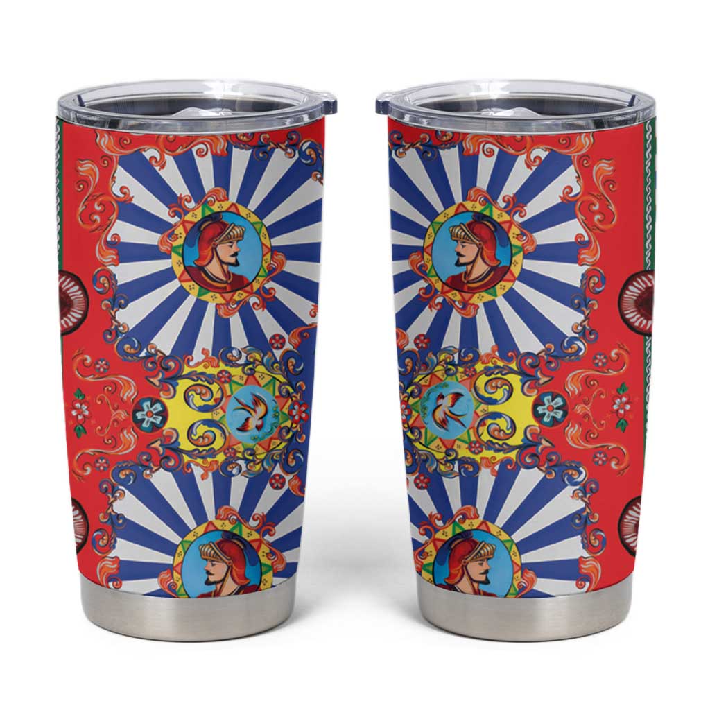 Sicily Italy Carretto Siciliano Tumbler Cup Sicilian Cart Floral Patterns