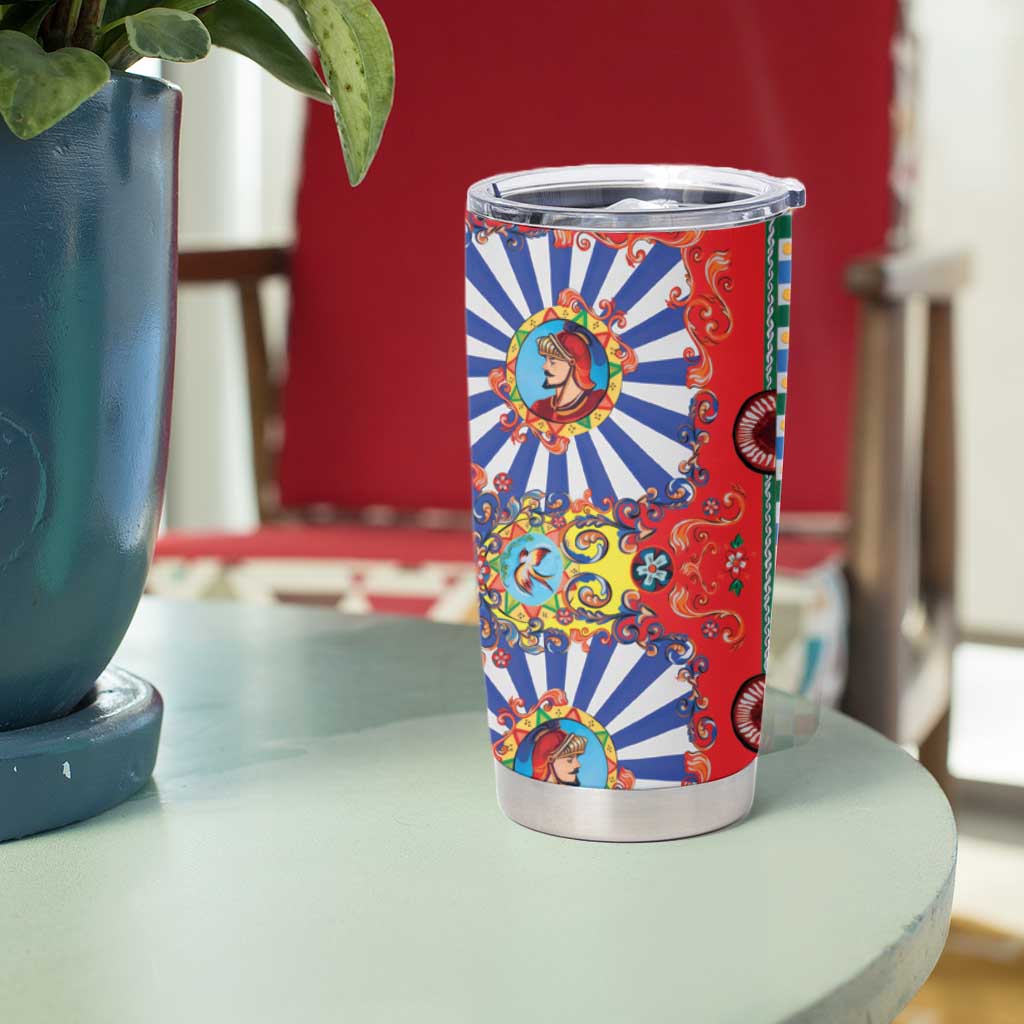 Sicily Italy Carretto Siciliano Tumbler Cup Sicilian Cart Floral Patterns