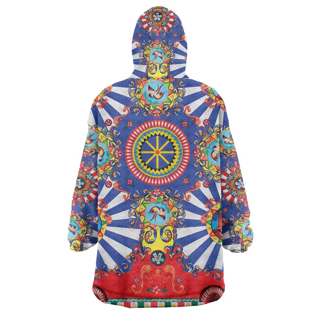 Sicily Italy Carretto Siciliano Wearable Blanket Hoodie Sicilian Cart Floral Patterns