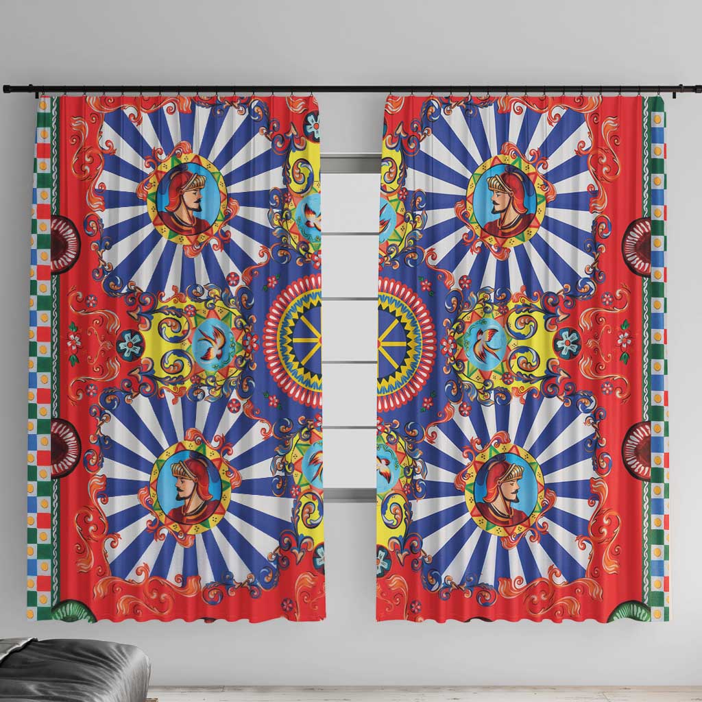 Sicily Italy Carretto Siciliano Window Curtain Sicilian Cart Floral Patterns
