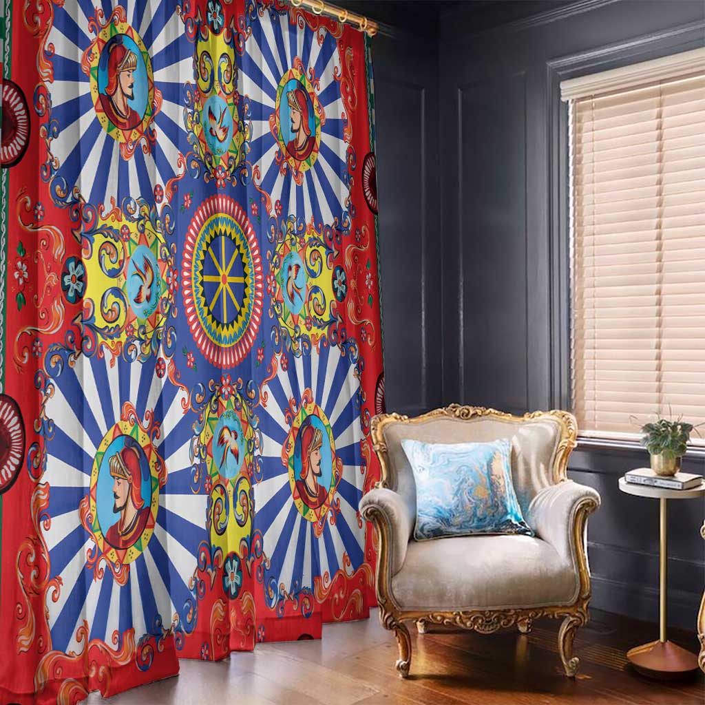 Sicily Italy Carretto Siciliano Window Curtain Sicilian Cart Floral Patterns