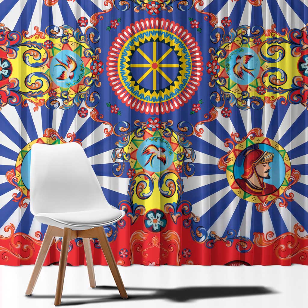 Sicily Italy Carretto Siciliano Window Curtain Sicilian Cart Floral Patterns