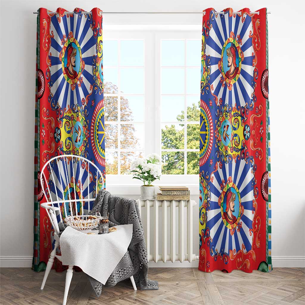 Sicily Italy Carretto Siciliano Window Curtain Sicilian Cart Floral Patterns