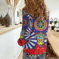 Sicily Italy Carretto Siciliano Women Casual Shirt Sicilian Cart Floral Patterns