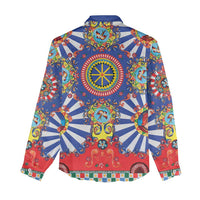 Sicily Italy Carretto Siciliano Women Casual Shirt Sicilian Cart Floral Patterns