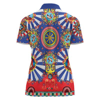 Sicily Italy Carretto Siciliano Women Polo Shirt Sicilian Cart Floral Patterns