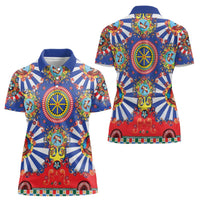 Sicily Italy Carretto Siciliano Women Polo Shirt Sicilian Cart Floral Patterns