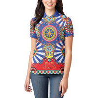 Sicily Italy Carretto Siciliano Women Polo Shirt Sicilian Cart Floral Patterns