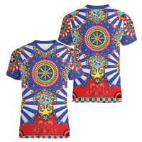 Sicily Italy Carretto Siciliano Women V-Neck T-Shirt Sicilian Cart Floral Patterns