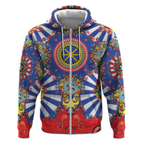 Sicily Italy Carretto Siciliano Zip Hoodie Sicilian Cart Floral Patterns
