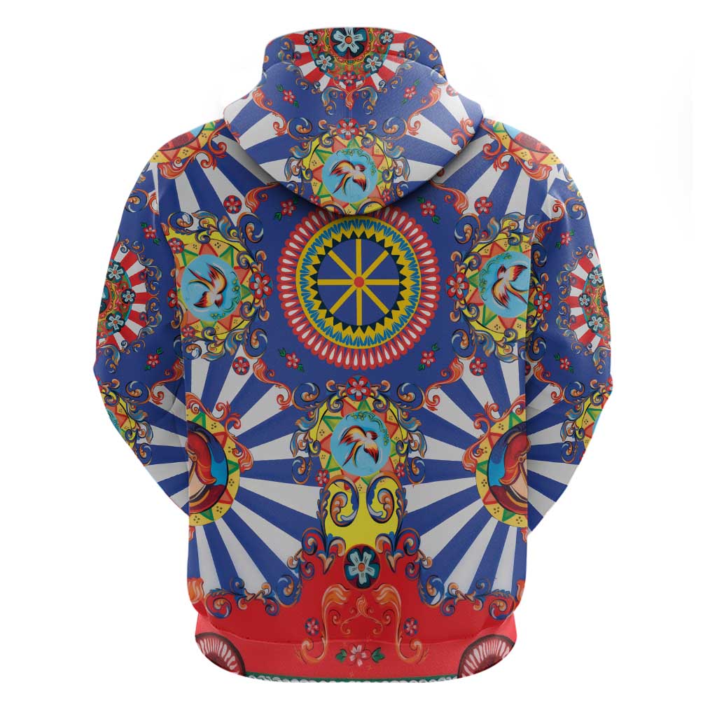 Sicily Italy Carretto Siciliano Zip Hoodie Sicilian Cart Floral Patterns