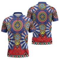 Sicily Italy Carretto Siciliano Zipper Polo Shirt Sicilian Cart Floral Patterns