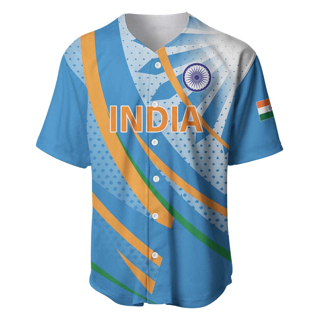 Custom India Cricket Baseball Jersey Tricolor with Ashoka Chakra