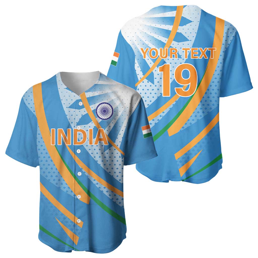 Custom India Cricket Baseball Jersey Tricolor with Ashoka Chakra