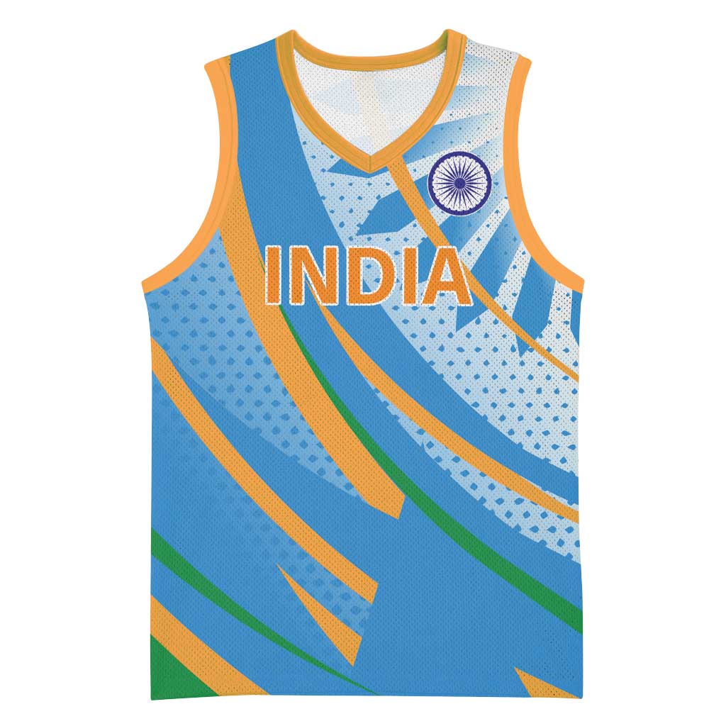 Custom India Cricket Basketball Jersey Tricolor with Ashoka Chakra