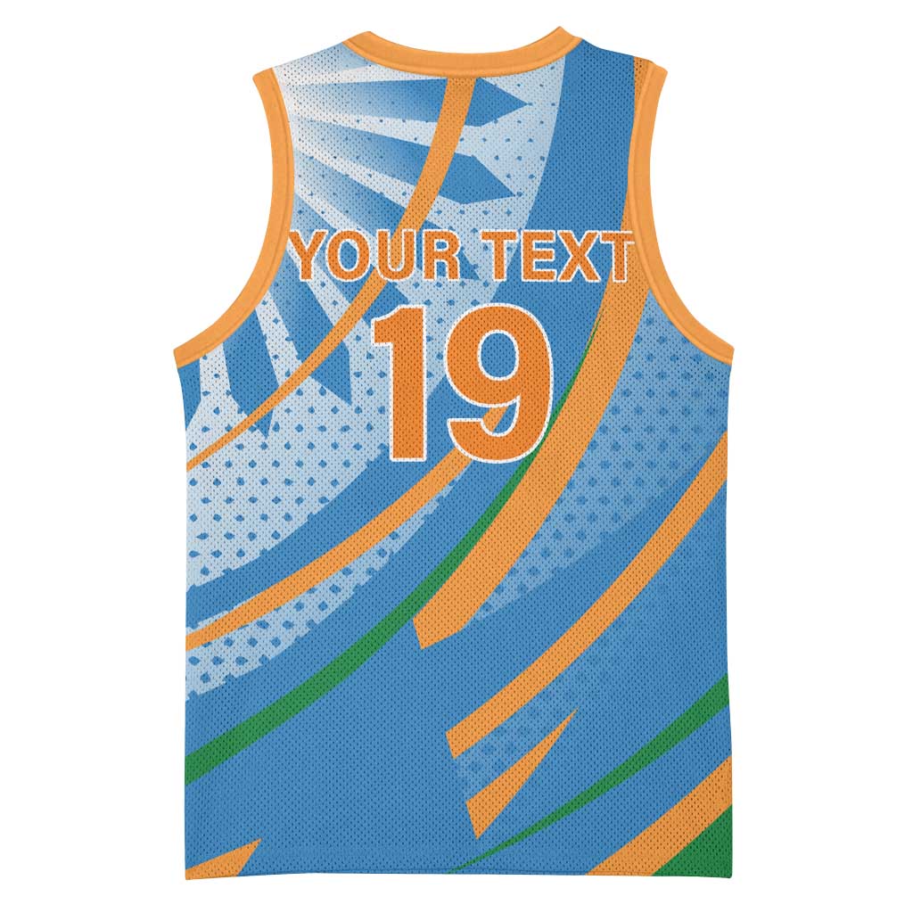 Custom India Cricket Basketball Jersey Tricolor with Ashoka Chakra