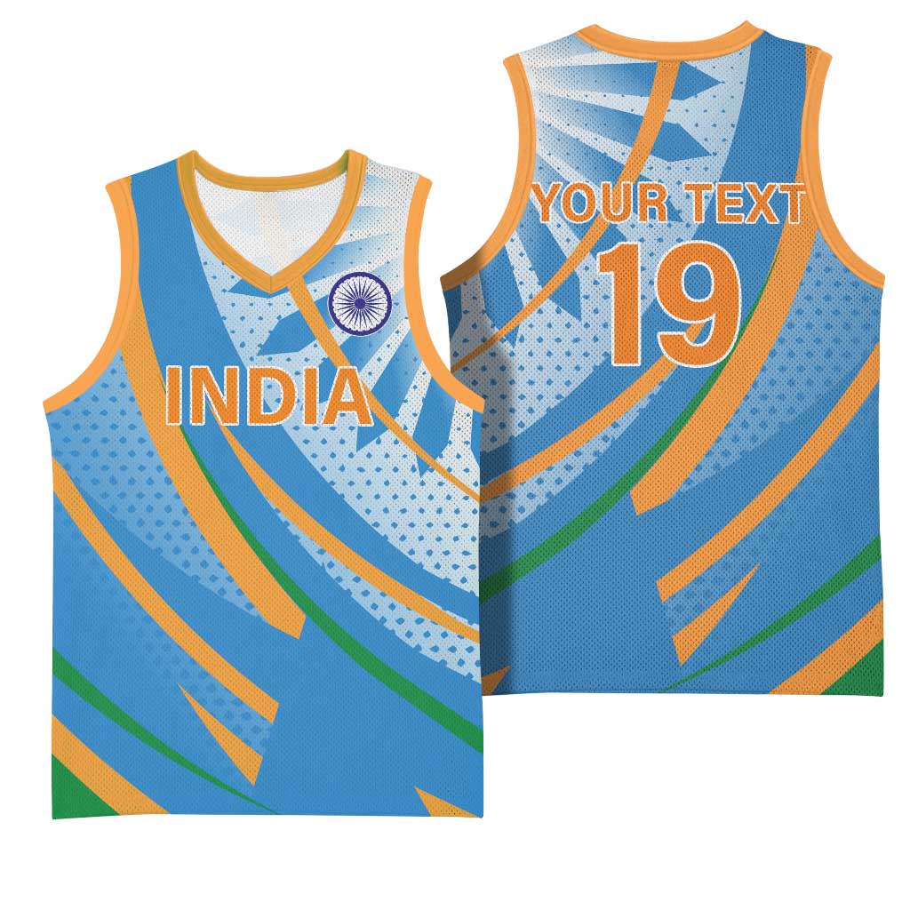 Custom India Cricket Basketball Jersey Tricolor with Ashoka Chakra