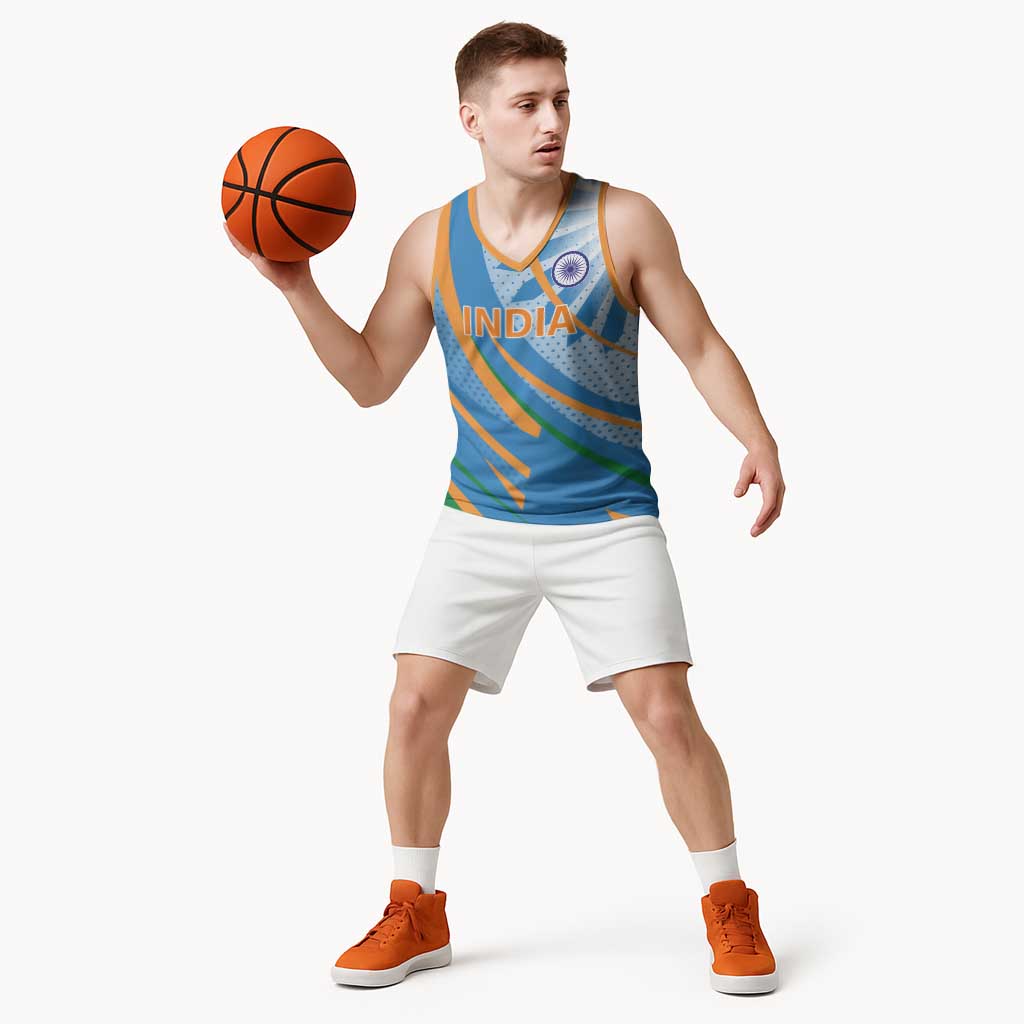 Custom India Cricket Basketball Jersey Tricolor with Ashoka Chakra