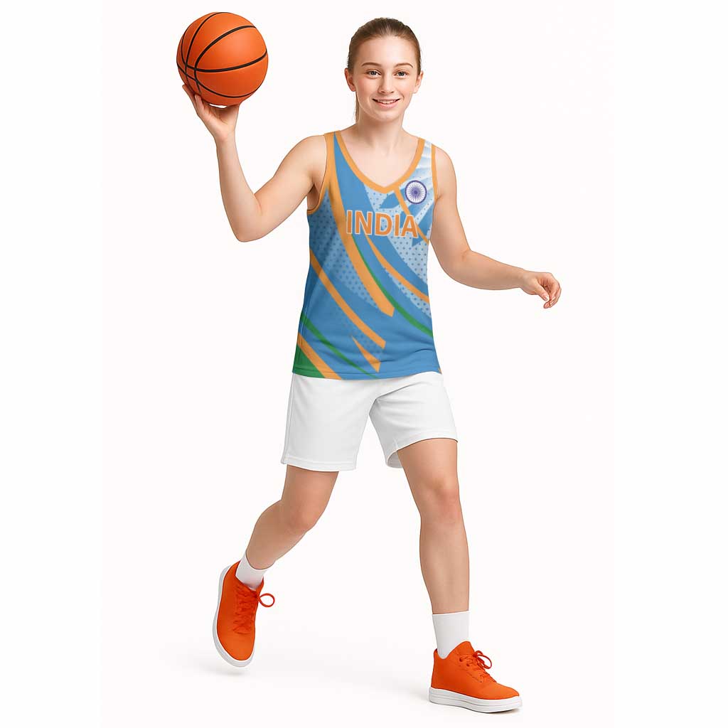Custom India Cricket Basketball Jersey Tricolor with Ashoka Chakra