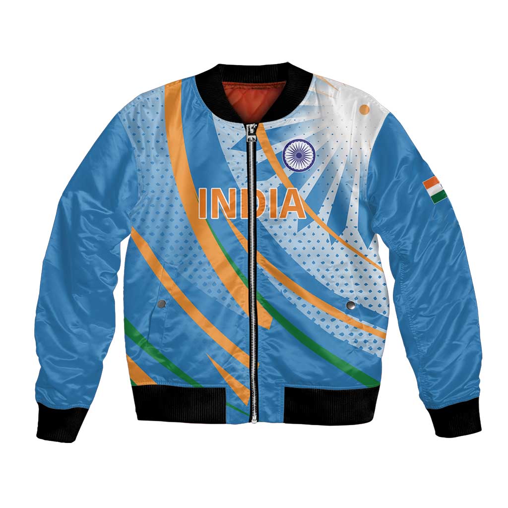 Custom India Cricket Bomber Jacket Tricolor with Ashoka Chakra