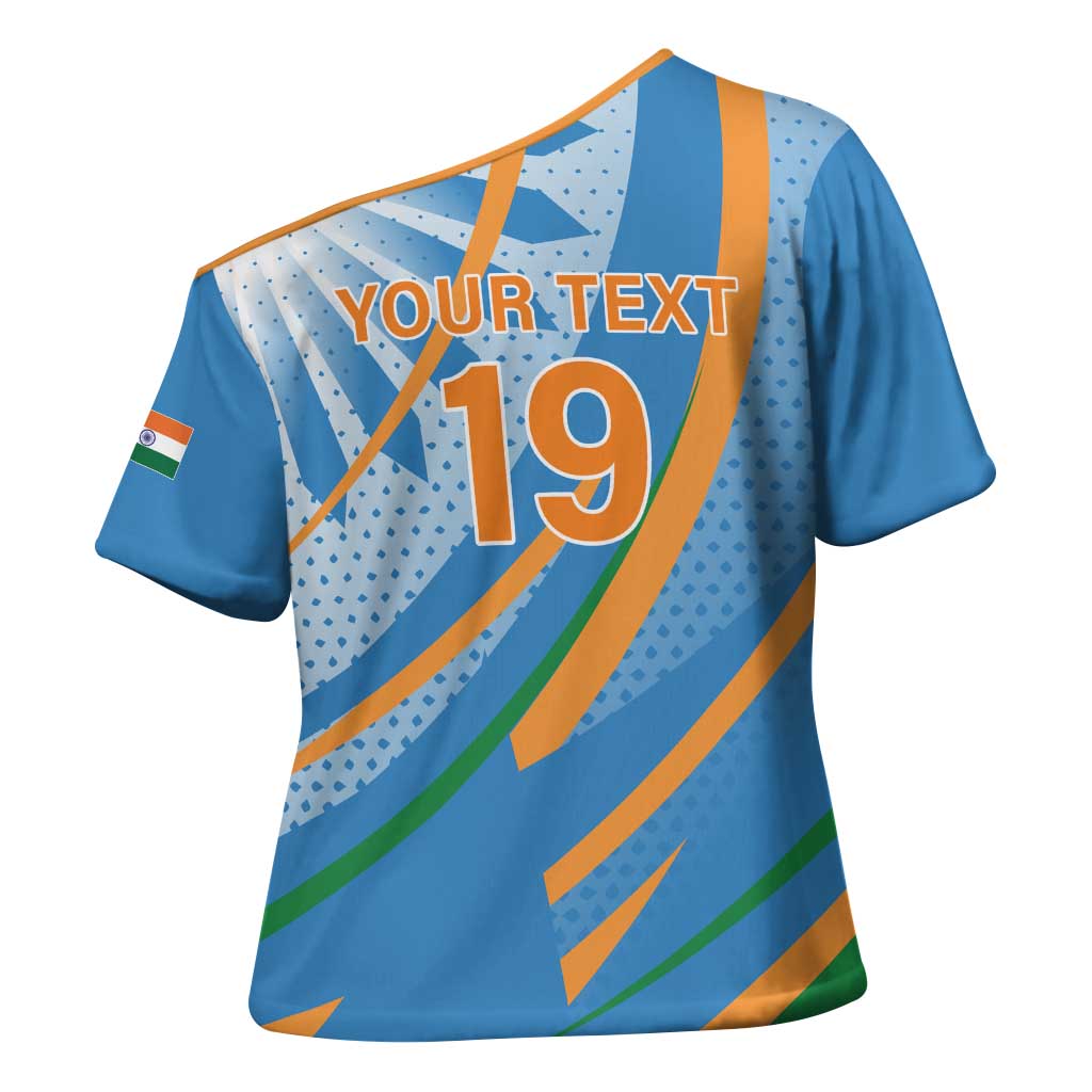 Custom India Cricket Cross Shoulder Shirt Tricolor with Ashoka Chakra