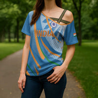 Custom India Cricket Cross Shoulder Shirt Tricolor with Ashoka Chakra