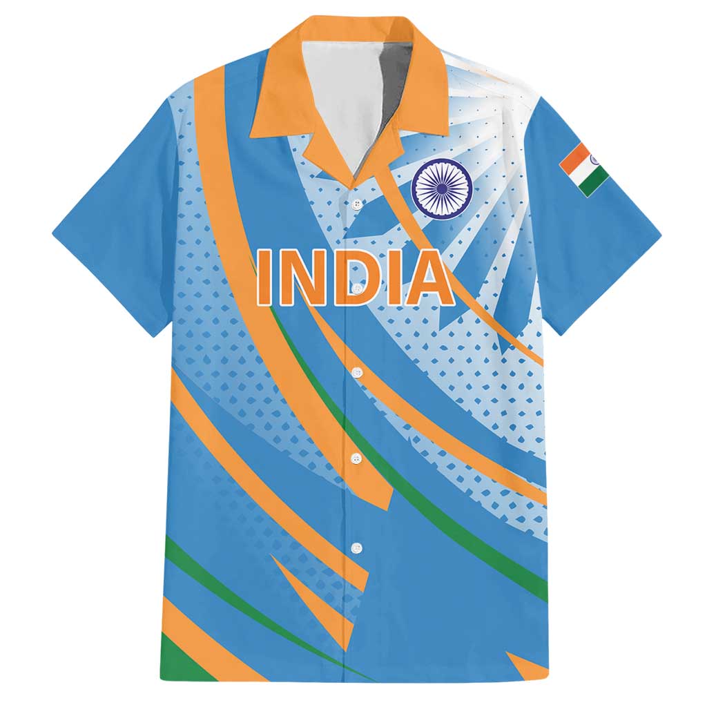 Custom India Cricket Hawaiian Shirt Tricolor with Ashoka Chakra