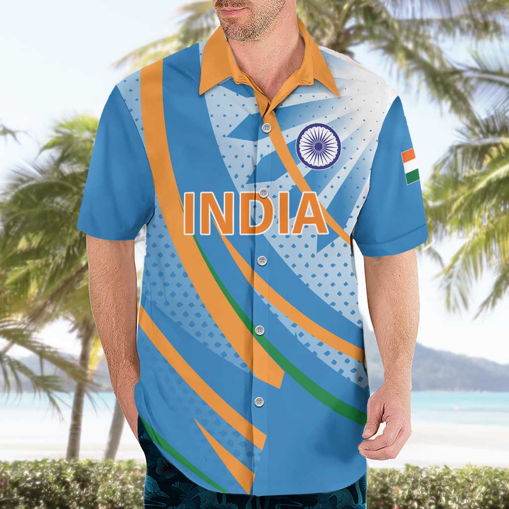 Custom India Cricket Hawaiian Shirt Tricolor with Ashoka Chakra