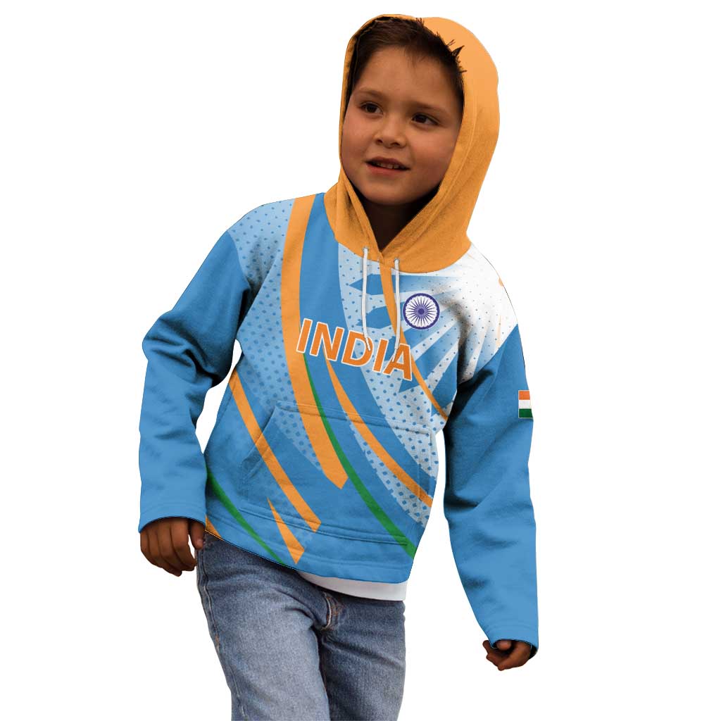 Custom India Cricket Kid Hoodie Tricolor with Ashoka Chakra