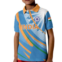 Custom India Cricket Kid Polo Shirt Tricolor with Ashoka Chakra