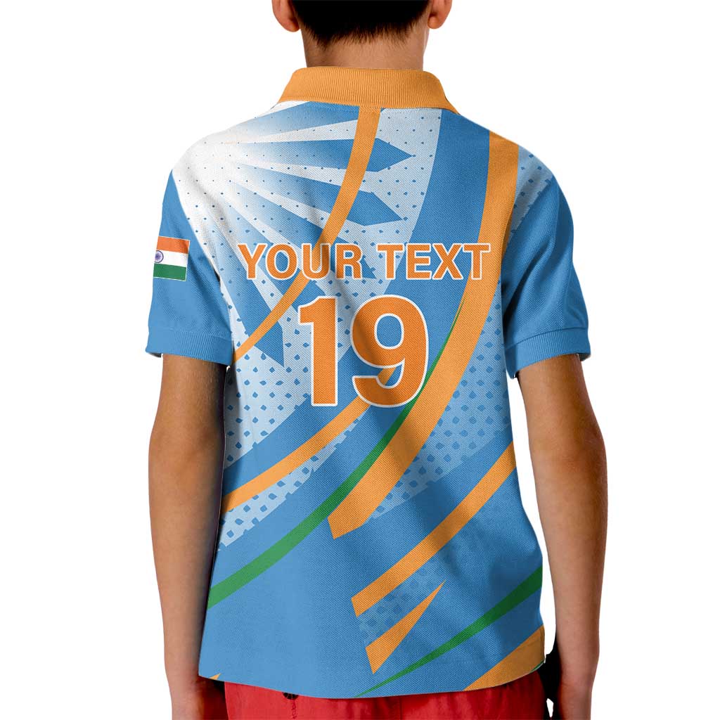 Custom India Cricket Kid Polo Shirt Tricolor with Ashoka Chakra